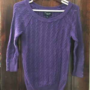 Purple AE sweater with buttons on sleeves